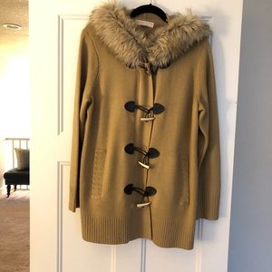 MICHAEL Michael Kors Faux Fur- hooded Cardigan